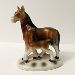 Vintage Horse Mare And Foal Ceramic Figurine